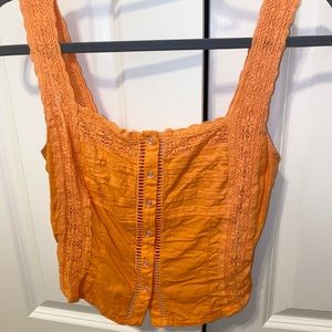 FREE PEOPLE! Orange tank with lace detail! (Size medium)
